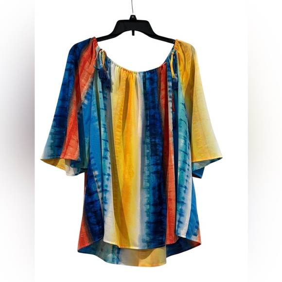 Women’s Rafaella Multicolored Tie Dye Tunic Top: Size M - Picture 2 of 6